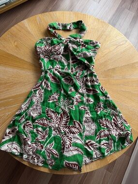 Zara Green Floral Halter Sundress